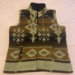Great Northwest indigo Aztec deign fleece vest